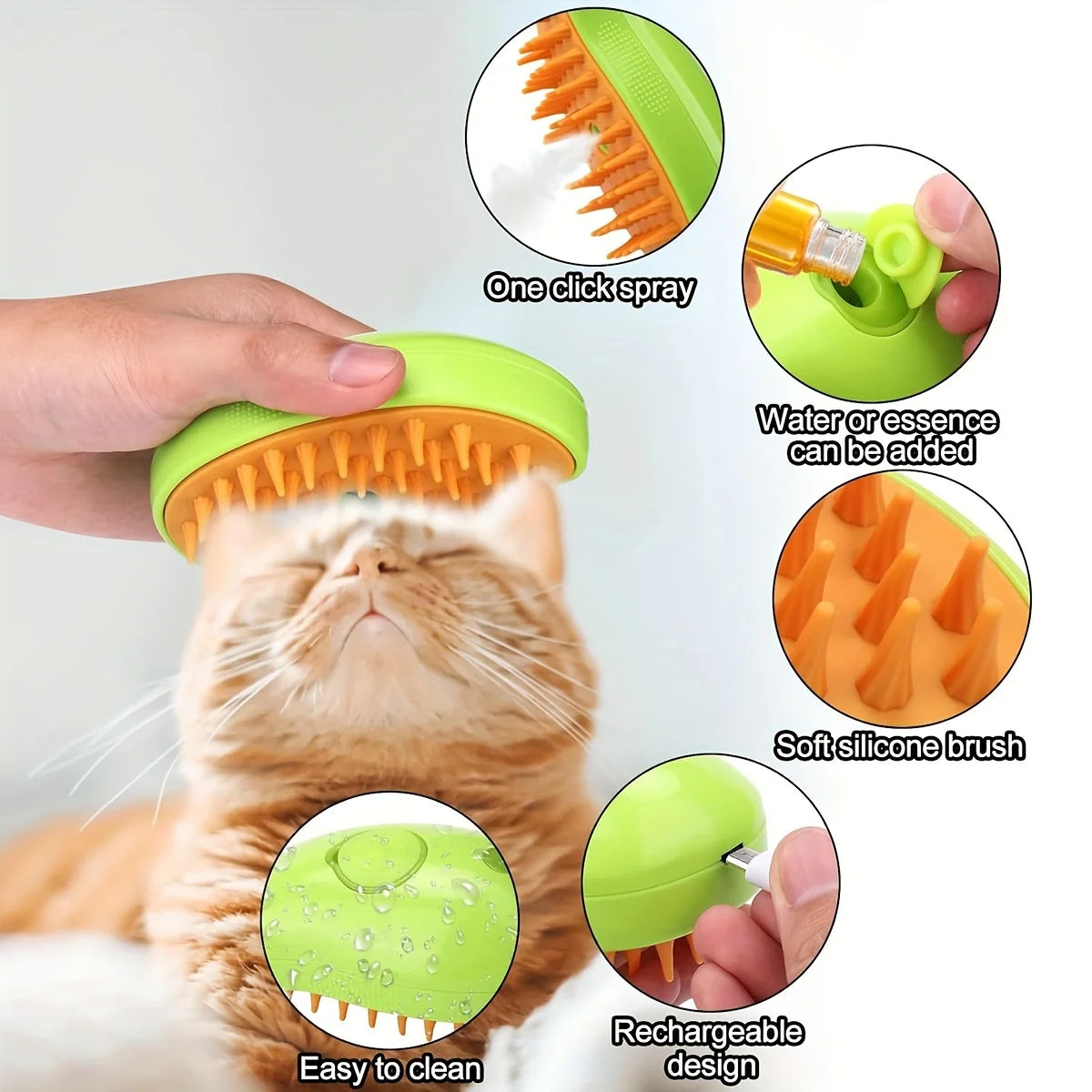 Cepillo de vapor 3 en 1 para gatos y perros